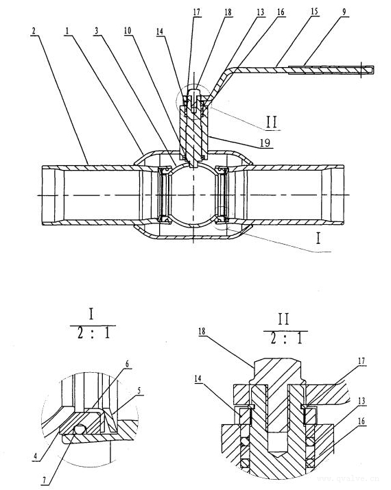 全焊接球閥結構示意圖